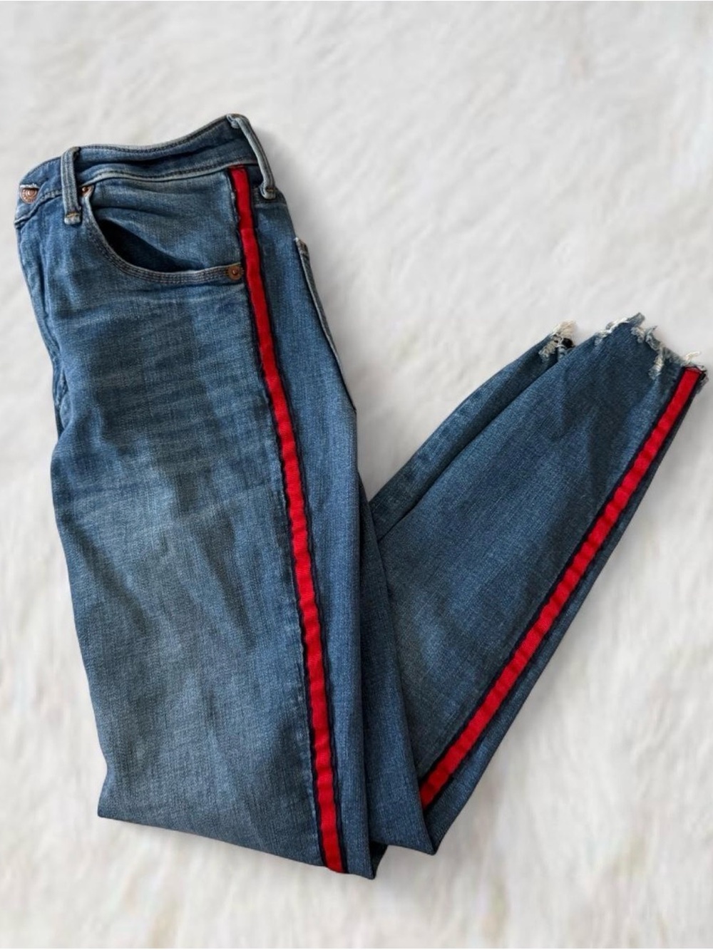 Abercrombie Jeans with Red Side Stripe